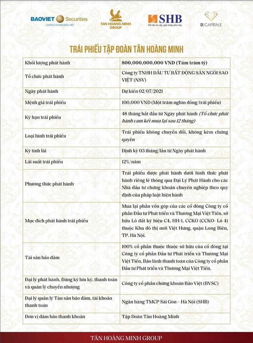 Trái phiếu Tân Hoàng Minh
