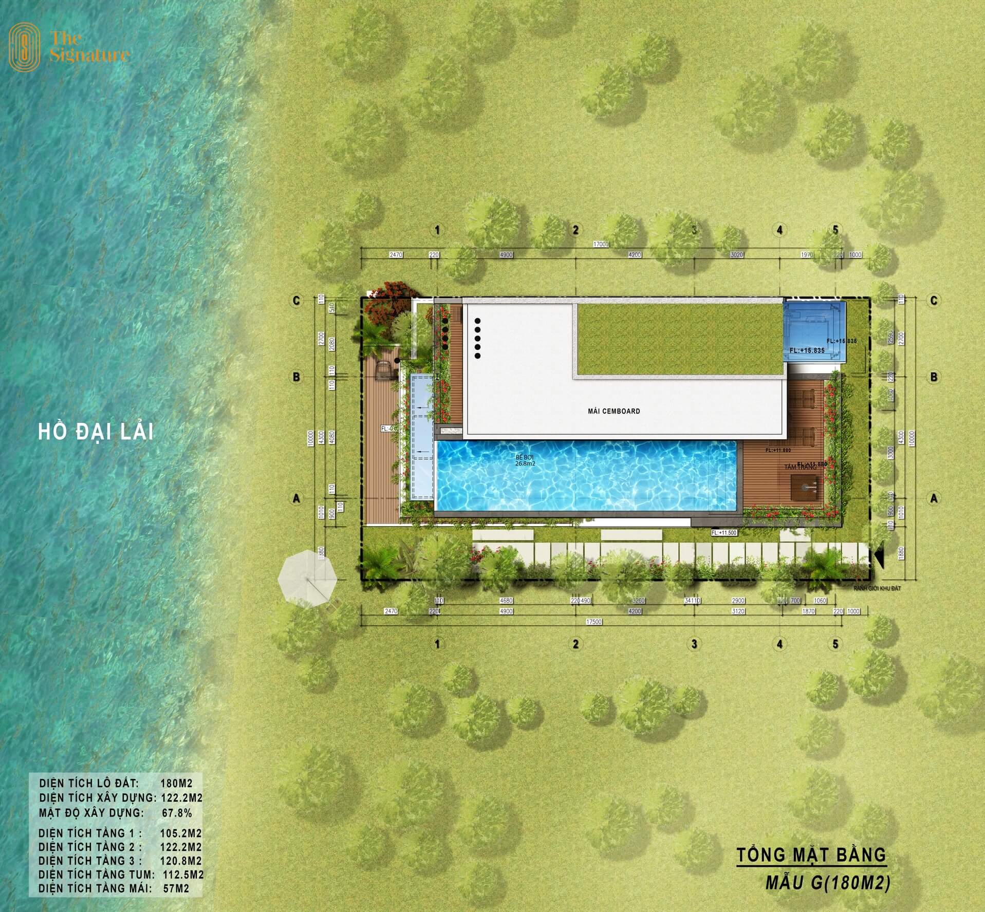 mặt bằng biệt thự the signature 180m2