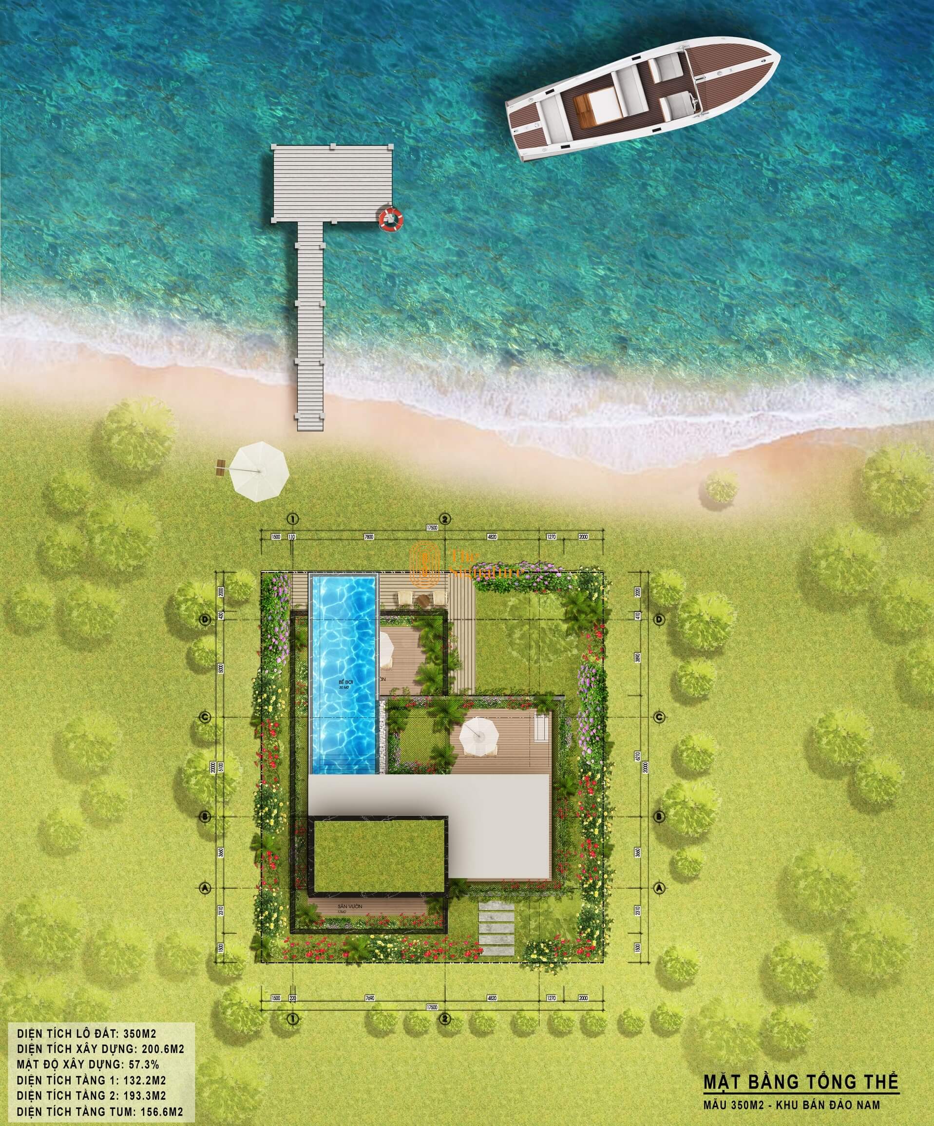 mặt bằng biệt thự the signature flamingo 350m2