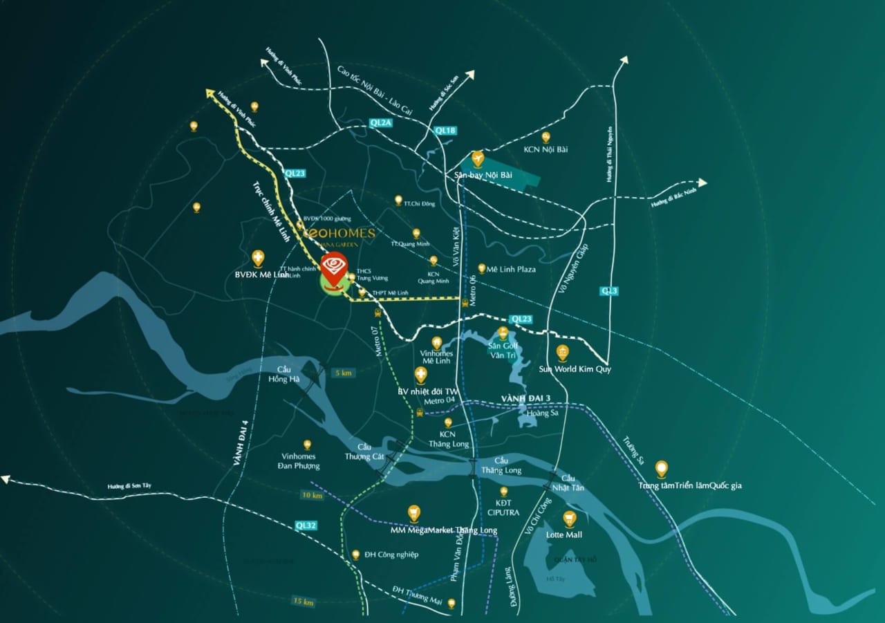 vị trí dự án ceohomes hana garden mê linh