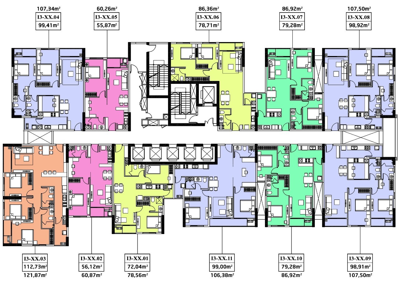 Mặt bằng tòa Iris 3 Hà Đô Centrosa